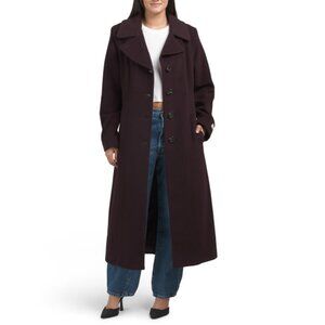 ANNE KLEIN Merlo Wool Blend Maxi Notch Collar Coat